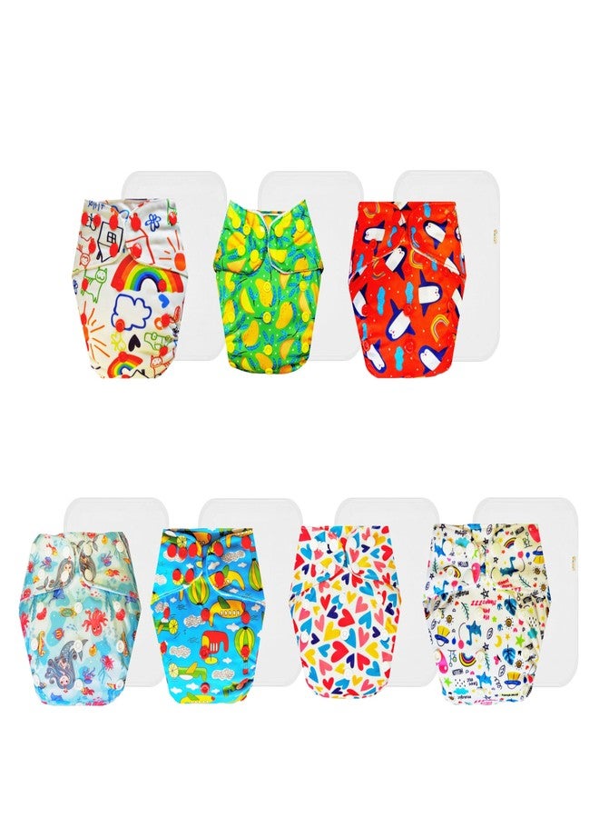 Dumbledo Premium Cloth Diaper with Cotton Insert (Pack of 7) | Dry Feel and Comfortable | 6-Layer Absorbent Pad | Easy to Clean | Perfect for Indian Summers | 3 Months - 3 Years | Unisex Baby - Image 1