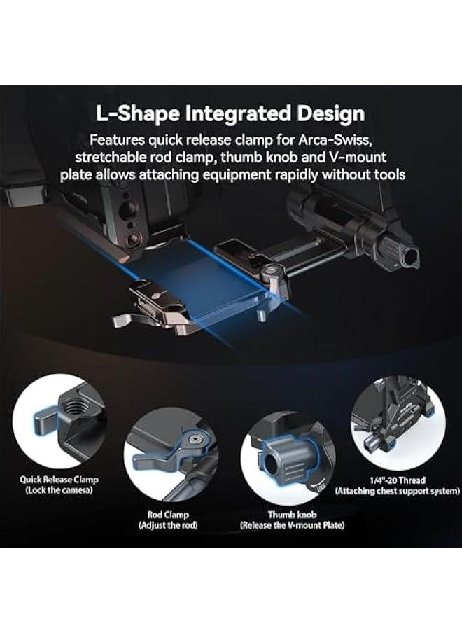 Arabest - SmallRig V-Mount Battery Plate with Dual Quick Release Plate for Arca, QR Chest Pad, 15mm rods, L-Shape Compact & Foldable V Mount Battery Plate for V Mount Battery, DSLR Camera, Tripod - Compact an - Image 1