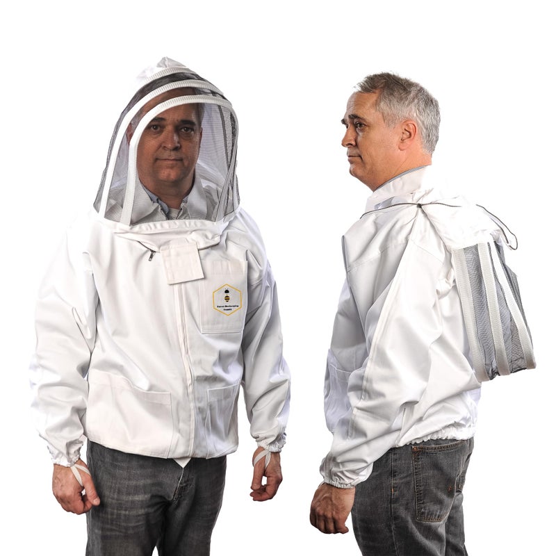Beekeeping Jacket with Fencing Veil â€“ Premium 100% Cotton Bee Jacket for Professional Beekeepers by Forest Beekeeping Supply (2XL)