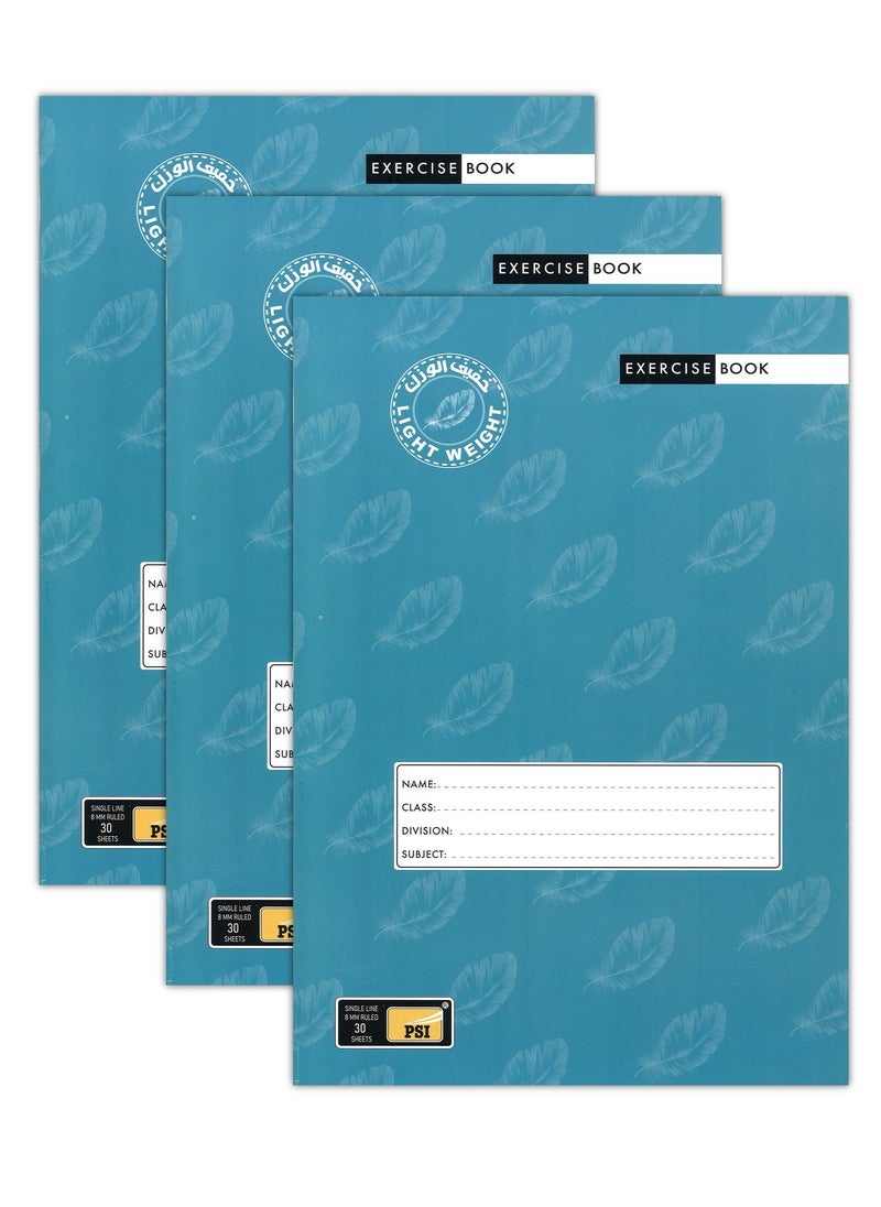 Psi - 3-Piece A4 Size Light Weight Single Lined Notebook Without Margins 30 Sheets - Image 1