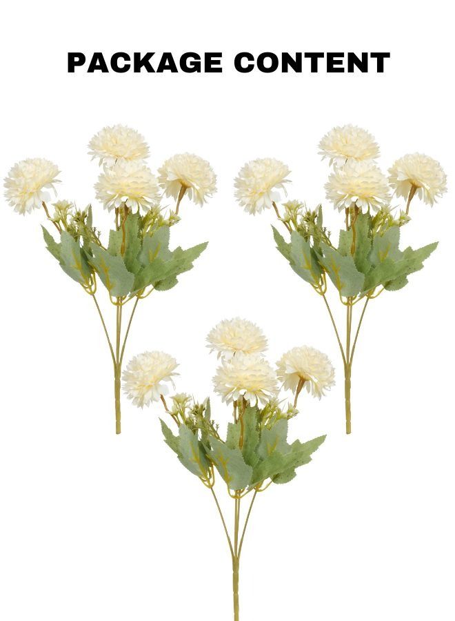 NOOR AL TUJAAR باقة زهور قرنفل صناعية NAT 3 قطع لتزيين المنزل والمكتب وزينة الطاولة وعرس الزفاف ومركز الزهور وترتيبات الزهور - Image 2