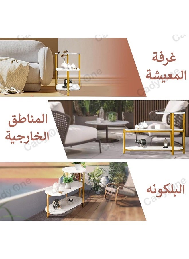 Cady One - طاولة جانبية صغيرة لتقديم القهوة بثلاث طبقات مستديرة، ثابتة ومتينة، مصنوعة من الخشب الصلب - Image 1