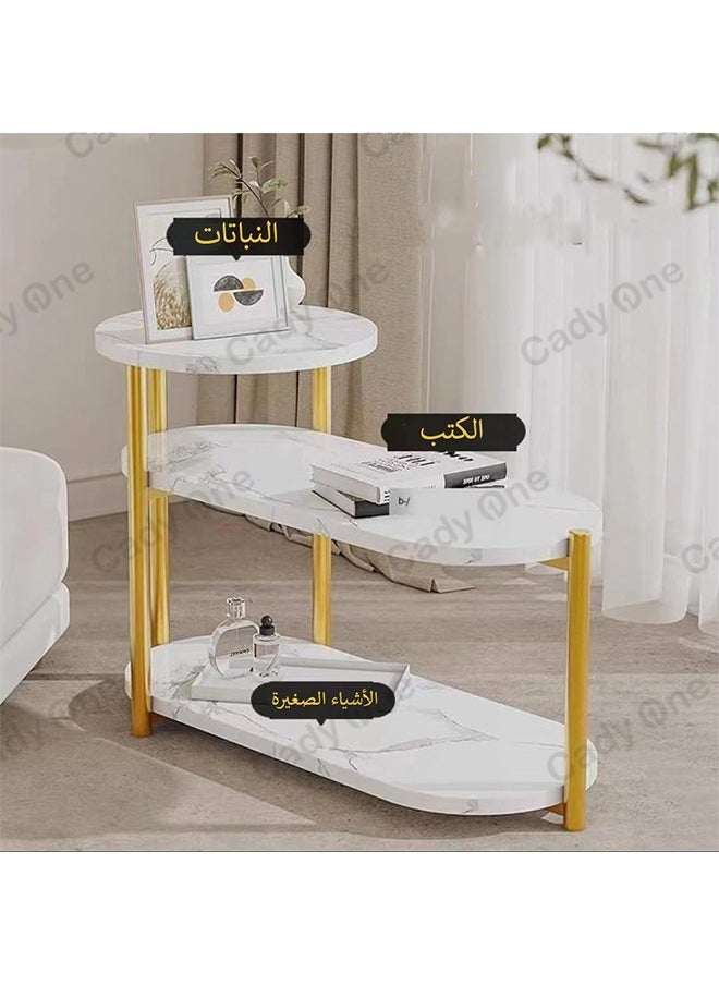 Cady One - طاولة جانبية صغيرة لتقديم القهوة بثلاث طبقات مستديرة، ثابتة ومتينة، مصنوعة من الخشب الصلب - Image 1
