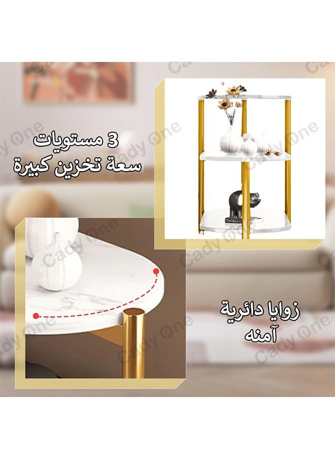 Cady One - طاولة جانبية صغيرة لتقديم القهوة بثلاث طبقات مستديرة، ثابتة ومتينة، مصنوعة من الخشب الصلب - Image 1
