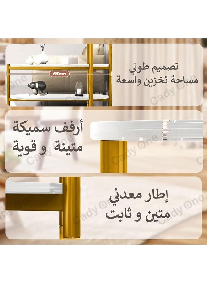Cady One - طاولة جانبية صغيرة لتقديم القهوة بثلاث طبقات مستديرة، ثابتة ومتينة، مصنوعة من الخشب الصلب - Image 1