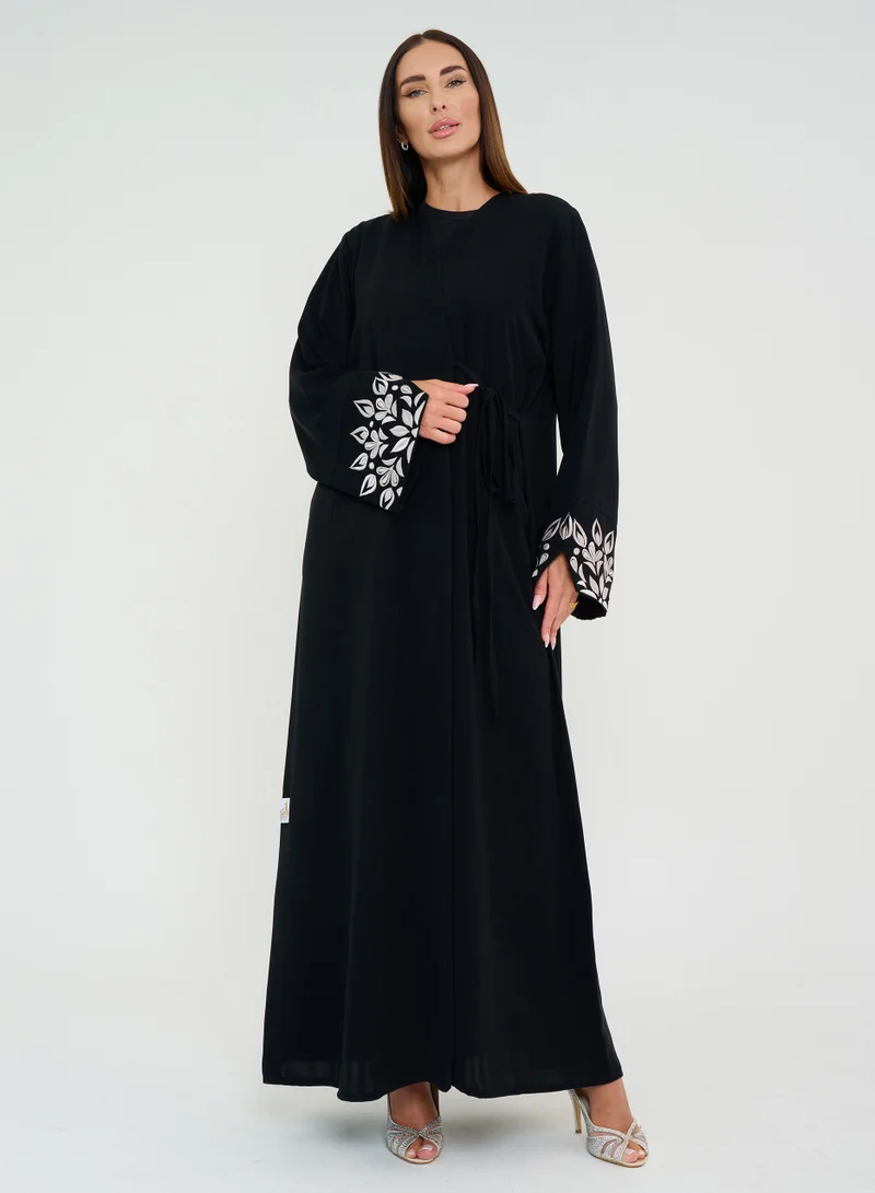 Rosette Abaya Nada Abaya with Embroidered Sleeves