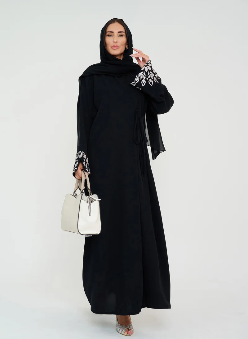 Rosette Abaya Nada Abaya with Embroidered Sleeves