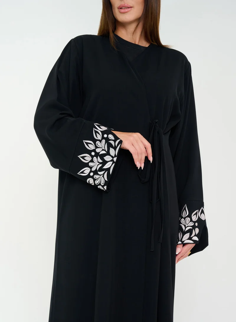 Rosette Abaya Nada Abaya with Embroidered Sleeves