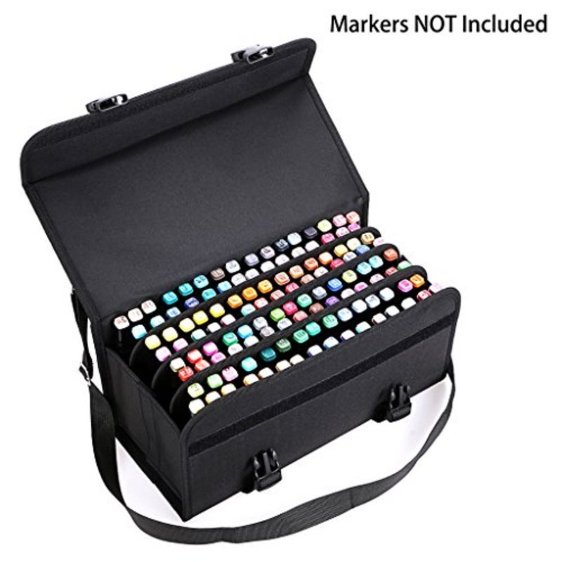 New 120 Slots Marker Case Lipstick Organizer-Canvas Markers Holder for for Primascolor Markers and Sketch Markers Black - Image 2