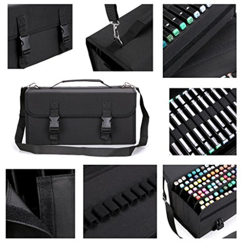 New 120 Slots Marker Case Lipstick Organizer-Canvas Markers Holder for for Primascolor Markers and Sketch Markers Black - Image 5