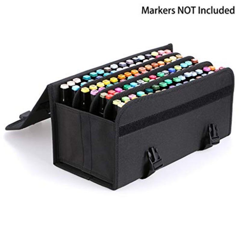 New 120 Slots Marker Case Lipstick Organizer-Canvas Markers Holder for for Primascolor Markers and Sketch Markers Black - Image 4