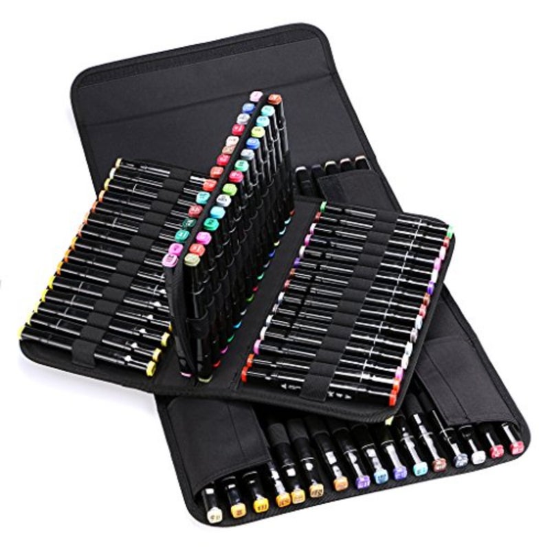 New 120 Slots Marker Case Lipstick Organizer-Canvas Markers Holder for for Primascolor Markers and Sketch Markers Black - Image 3