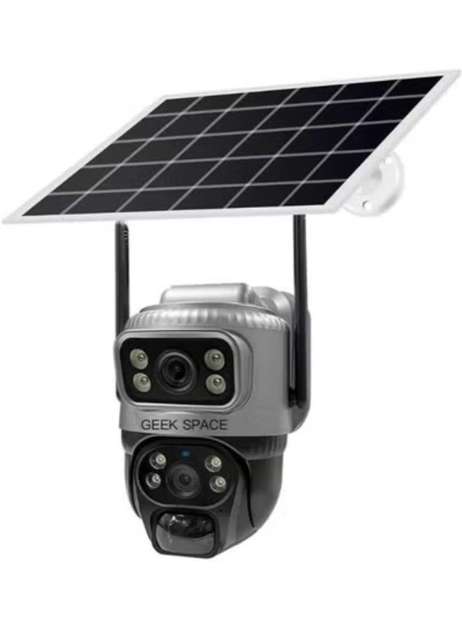 JAJEEK Dual-Lens Solar Security Camera with 4G Wireless Connectivity, Pan-Tilt Control, AI Auto Tracking, Full-Color Night Vision, Motion Detection Alerts & IP66 Waterproof Design – Outdoor Surveillance (Black) - Image 1
