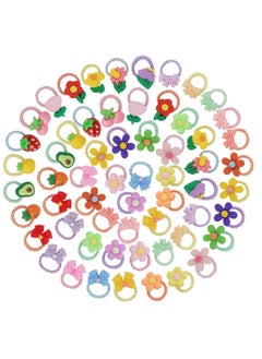 Ondder Ondder 60 Pcs Hair Ties for Girls Flower Bow Fruit Hair Ties Colorful Ponytail Holders Hair Accessories for Women Girls 