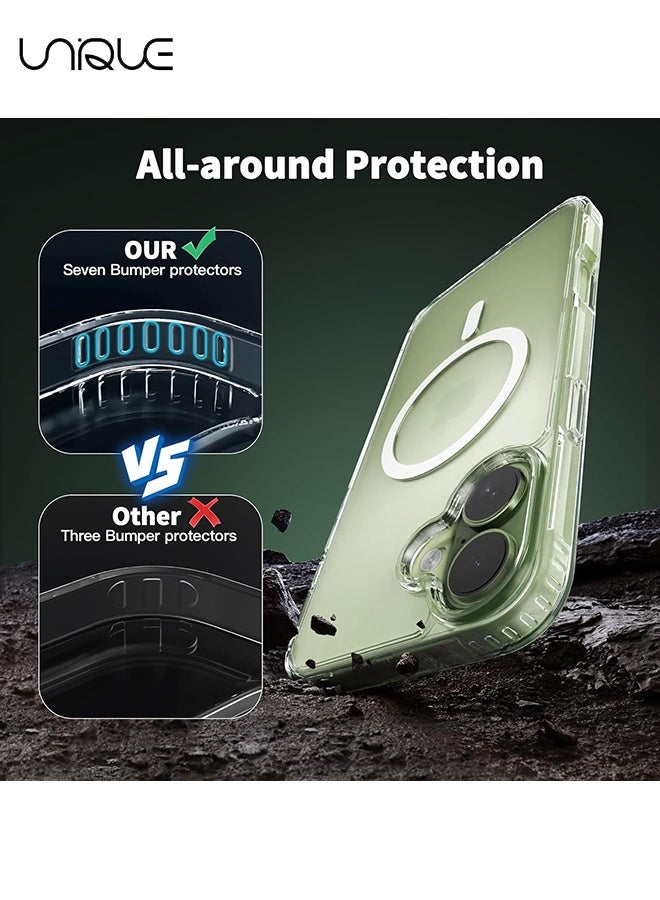 يونيك حافظة متوافقة مع آيفون 17 [متوافقة مع MagSafe] - غلاف شفاف رقيق من مادة PC الصلبة وTPU الناعمة - مع حاجز مضاد للصدمات وظهر مقاوم للخدش - شفاف - Image 3