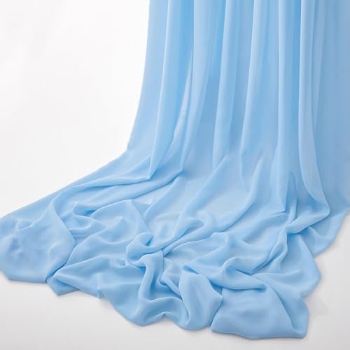 MaiMaiSuan 60" Wide Chiffon Fabric Sky Blue Decorations Chiffon Fabric, Soft Sheer Fabric with Drape for Wedding Arch Draping Fabric,Bridal Wedding Dress Sewing DIY,5 Yard - Image 3