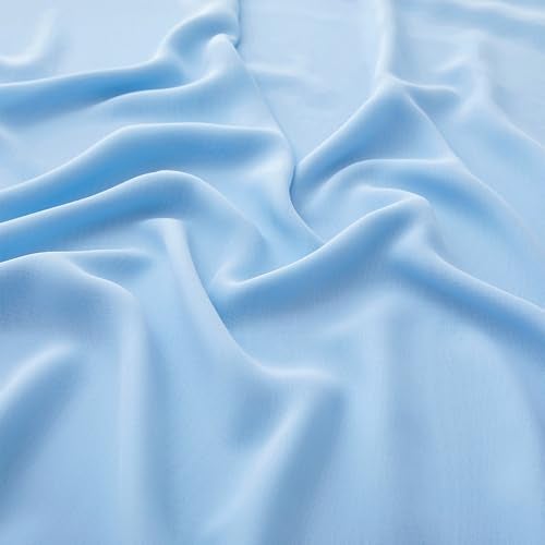 MaiMaiSuan 60" Wide Chiffon Fabric Sky Blue Decorations Chiffon Fabric, Soft Sheer Fabric with Drape for Wedding Arch Draping Fabric,Bridal Wedding Dress Sewing DIY,5 Yard - Image 1