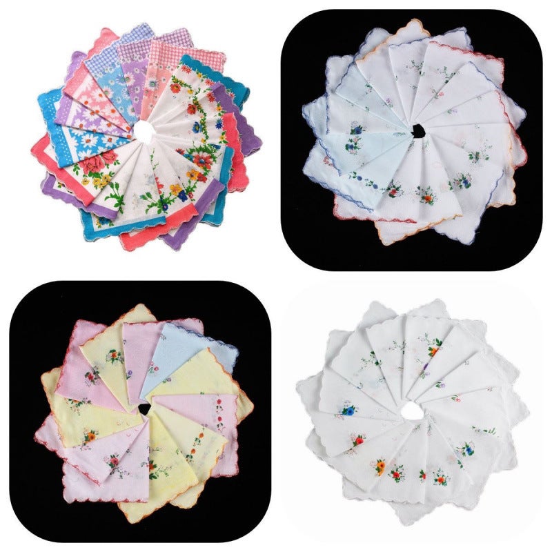 Retro Adult Old-Fashioned Antique Handkerchief, Cotton Nostalgic Handkerchief, Portable Thin Sweat-Absorbent National Style Pure Cotton Handkerchief - Image 1