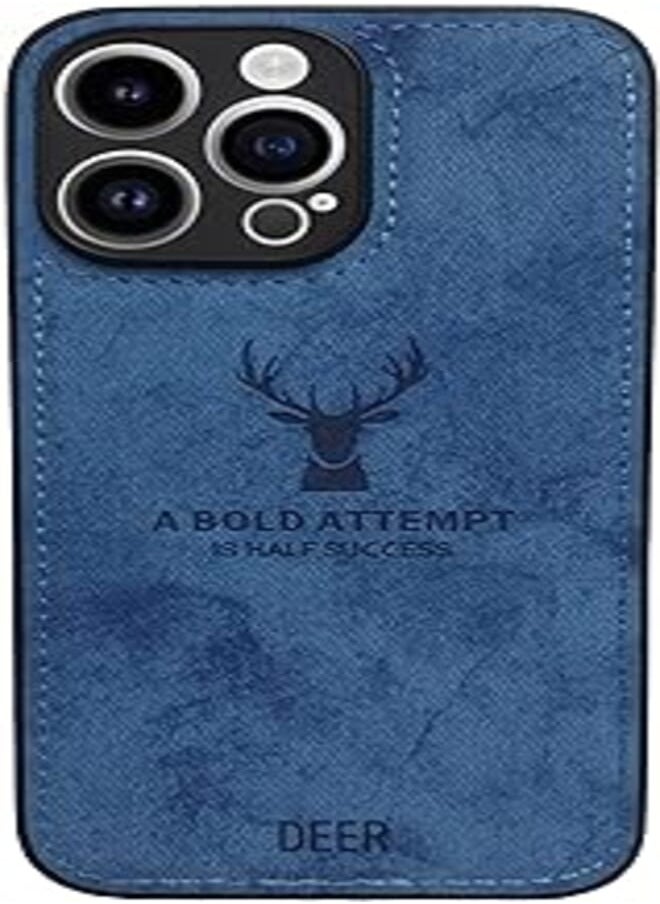 Generic - Dirt-Resistant Anti-Shock Full Body Protective Digital Luxury Soft Texture Patterned TPU Cloth Case for iphone 14 Pro Max (Blue) - Image 1
