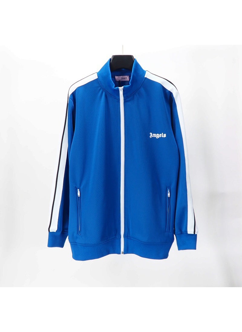 Rainbow Stripe Zip Jacket Retro Palm Tree Mens Varsity 6001-Blue
