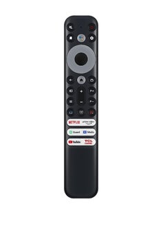 ICS Voice Remote Control Compatible For TCL 8K QLED 4 Series 4k UHD LED Smart Android Televisions with Netflix YouTube Guard Media Prime Video TCL Channel Apps Black  - Image 1
