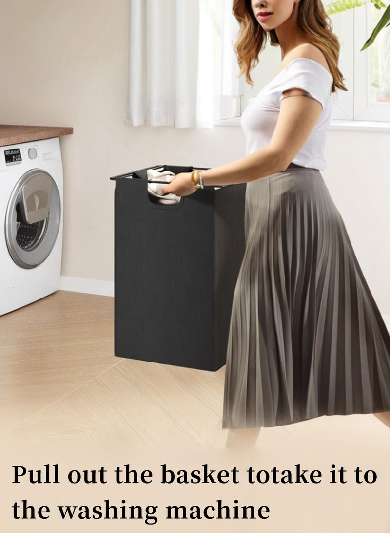 HomKawt Large Laundry Baskets Hamper, Portable Foldable Laundry Storage Basket with Removable Oxford Fabric Bag, Laundry Baskets for Bathroom, Bedroom & Laundry Room - Image 2