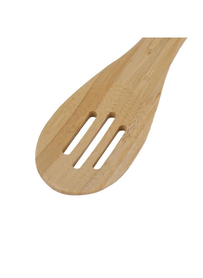 Alsaif Wooden Serving Spoon Perforated Wood With Silicone Handle Brown  - Image 3