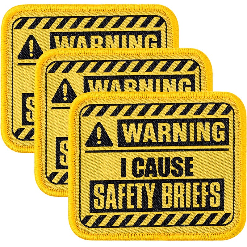 3 Pieces Warning Patches I Cause Safety Briefs Embroidered Tactical Patch Funny Military Patch Appliques with Hook and Loop Backing for Caps Bags Vests Uniforms Jackets DIY Accessories