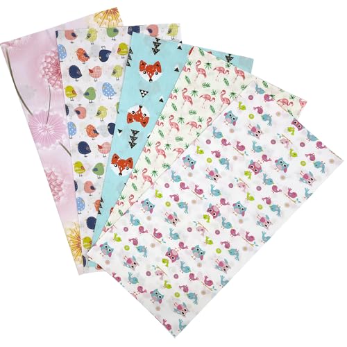 aufodara 5pcs Cotton Craft Fabric Bundles Patterns Textile Patchwork Tissue, Quilting Fabric, 19.7"x19.7" Pre-Cut Fabric Squares for DIY Crafts Sewing Quilting Scrapbooking (#-55-C) - Image 3