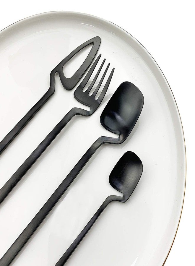 JASHII Hangable 24-Piece Silverware Set, Satin Finish Flatware Cutlery Set Service for 6, Knives/Forks/Spoons Included, Dishwasher Safe (Matte Black) - Image 4