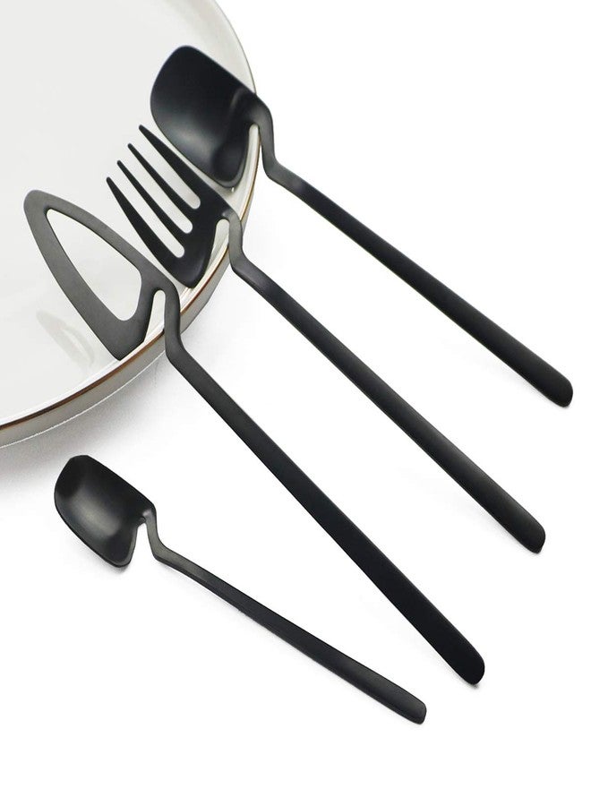 JASHII Hangable 24-Piece Silverware Set, Satin Finish Flatware Cutlery Set Service for 6, Knives/Forks/Spoons Included, Dishwasher Safe (Matte Black) - Image 3