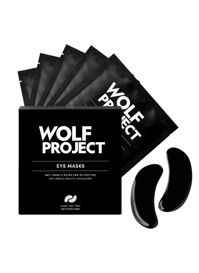 The Wolf Project Wolf Project Under Eye Patches (5 pairs) For Dark Circles, Puffy Eyes, and Wrinkles - With Caffeine, Vitamin C and Peptides. Under Eye Masks Reduce Tired Eyes And Under Eye Bags  - Image 1
