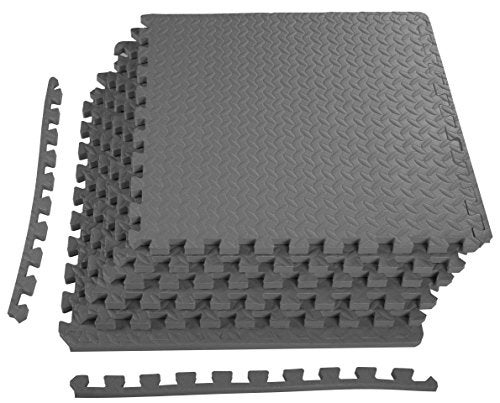 BalanceFrom Puzzle Exercise Mat 3/4" Thick, EVA Interlocking Foam Floor Tiles for Home Gym, Mat for Home Workout Equipment, Floor Padding for Kids, Gray, 24 in x 24 in x 3/4 in, 24 Sq Ft - 6 Tiles - Image 1