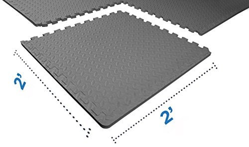 BalanceFrom Puzzle Exercise Mat 3/4" Thick, EVA Interlocking Foam Floor Tiles for Home Gym, Mat for Home Workout Equipment, Floor Padding for Kids, Gray, 24 in x 24 in x 3/4 in, 24 Sq Ft - 6 Tiles - Image 3