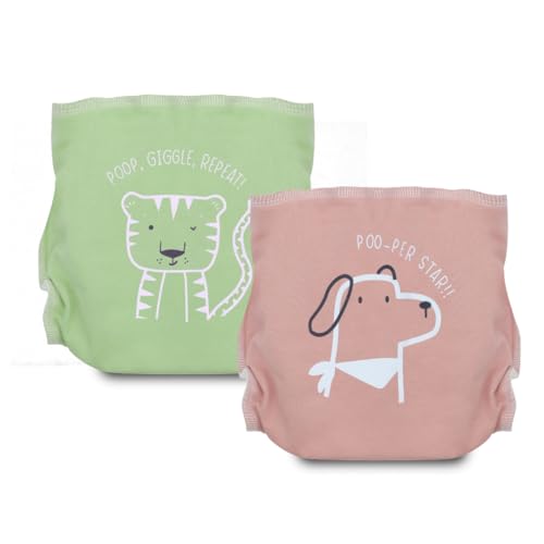 A Toddler Thing Ultra Nappies 2.0 with Dry Feel|Padded Underwear|Reusable Cotton Nappy, Langot|Double Gussets for Leak Protection|Superior Absorption|Poo & Roar|0-3m|Pack of 2 - Image 1