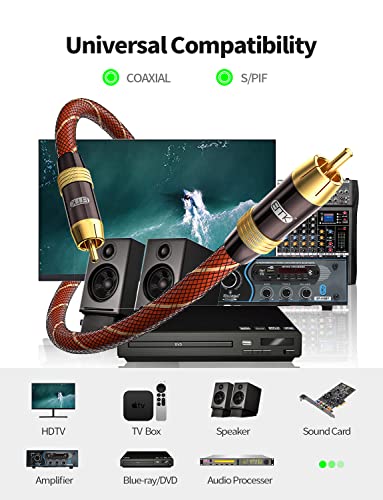 EMK Digital Coaxial Audio Cable - Subwoofer Cable RCA to RCA - Dual Shielded - Gold-Plated - Orange (3Ft/1Meters) - Image 4