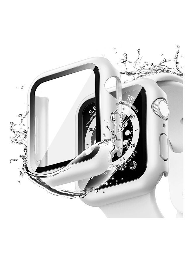 NIBEMINENT Hard Shell Toughened Film Integrated Waterproof Cover for Apple Watch 4/5/6 White - Image 1