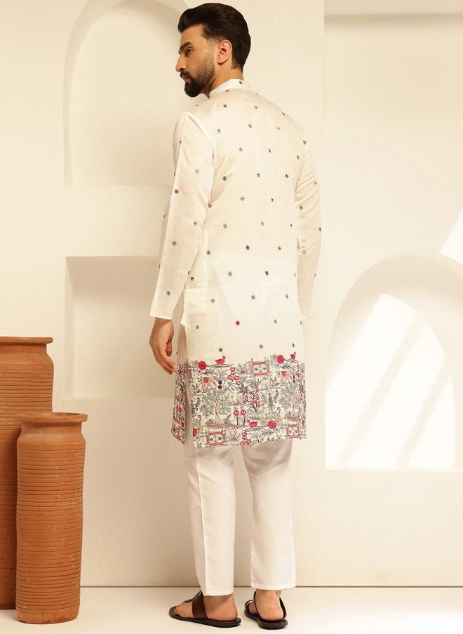 Sojanya قميص كتان حرير مزخرف بالأزهار للرجال - Image 4