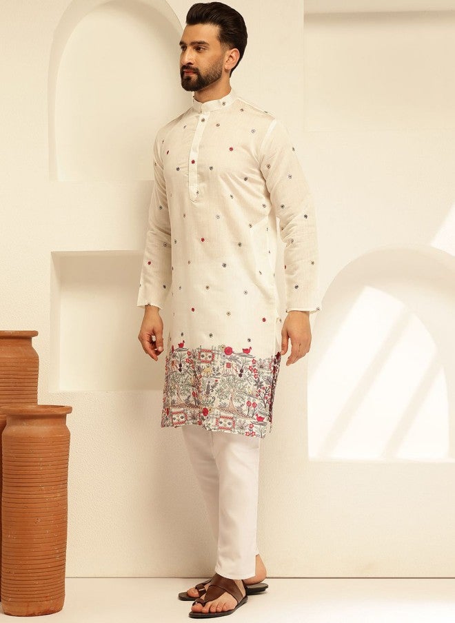 Sojanya قميص كتان حرير مزخرف بالأزهار للرجال - Image 3