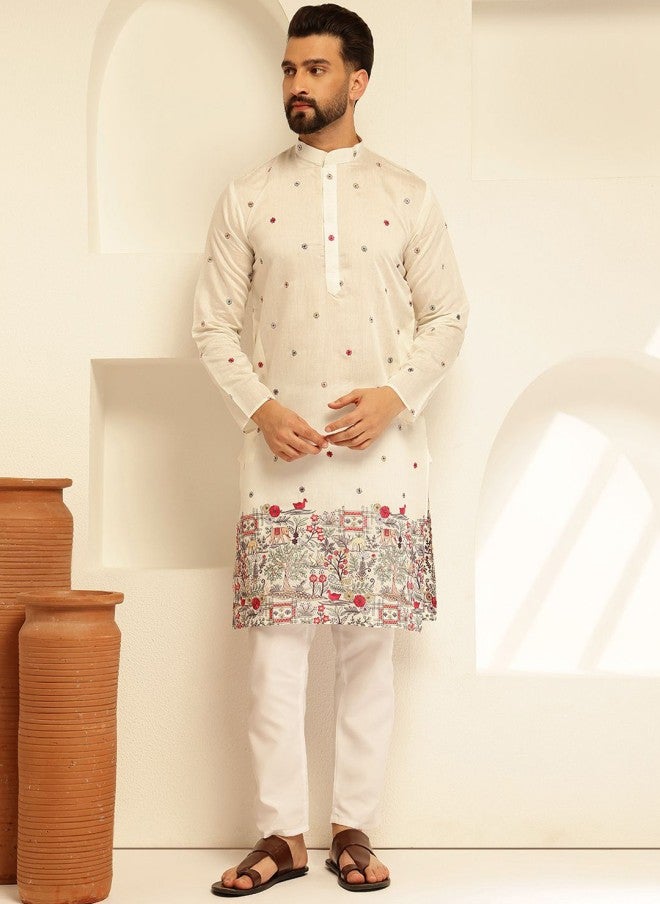 Sojanya قميص كتان حرير مزخرف بالأزهار للرجال - Image 5