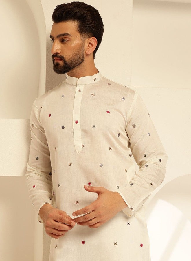 Sojanya قميص كتان حرير مزخرف بالأزهار للرجال - Image 2