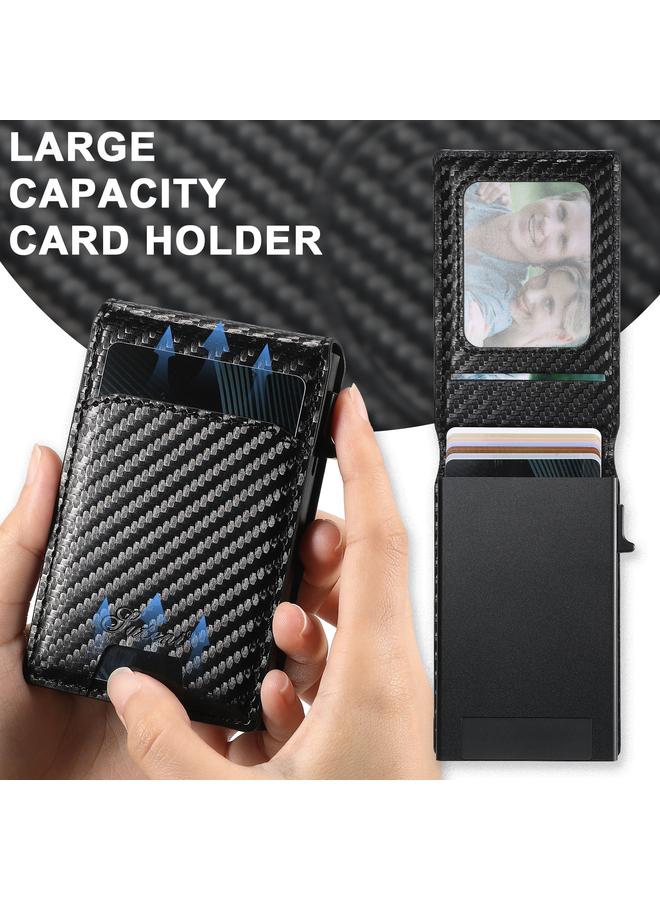 Suteni Case For iPhone 12 H19 Carbon Fiber Grain 2-in-1 MagSafe Removable Card Box Back Phone Case - Image 3