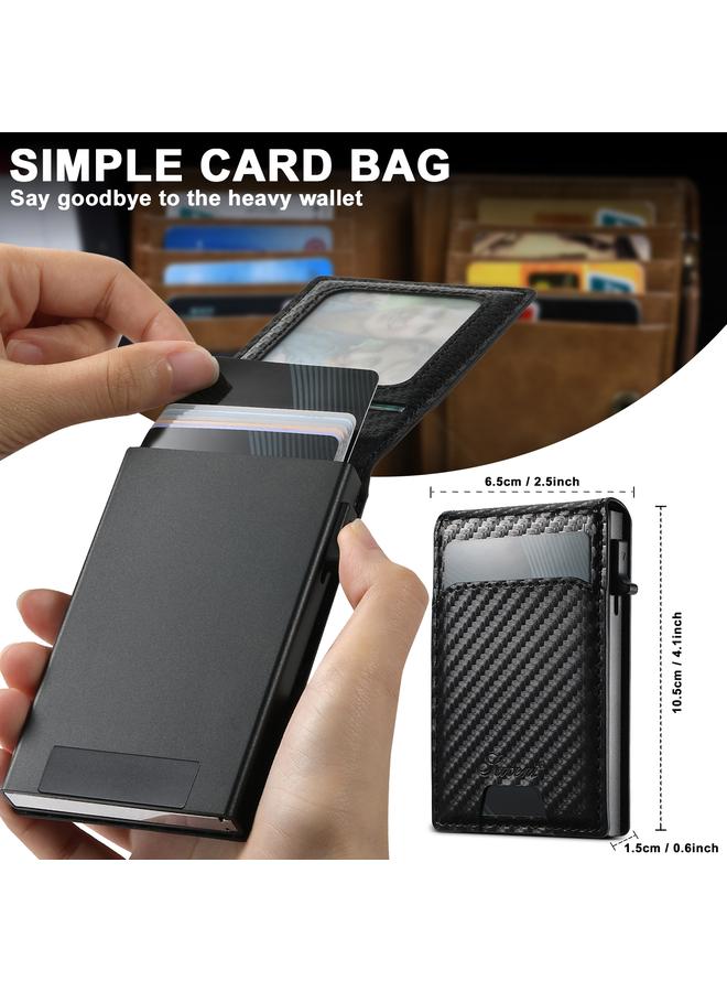 Suteni Case For iPhone 12 H19 Carbon Fiber Grain 2-in-1 MagSafe Removable Card Box Back Phone Case - Image 5