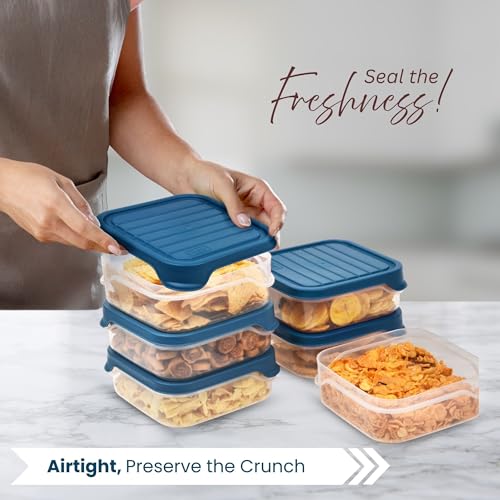 FLAIR Storewell Square Food Storage Containers Set of 6 (550 ML)- Blue, Air Tight Containers for Kitchen Storage Ideal kitchen box for Rice, Atta and Grains, BPA-Free, Food Grade - Image 3