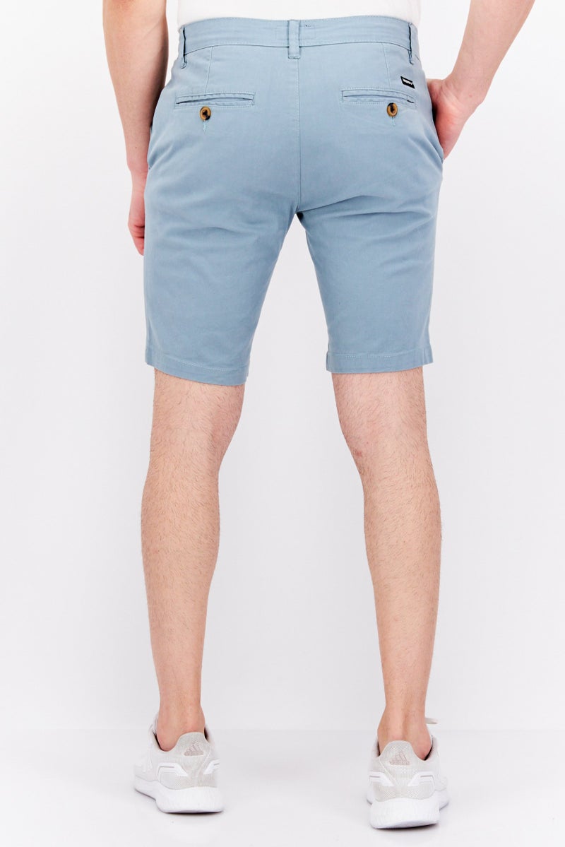 Threadbare Men Slim Fit Solid Basic Shorts, Sage Blue - Image 3