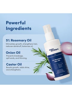 Man Matters Hair Oil With Rosemary, Onion, Bhringraj, Shikkai, Brahmi & Amla Oils | Reduces Hair Breakage, Nourishes Hair & Protects Shine | 100Ml  - Image 3
