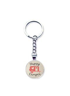 Happy Camper Style Keychain Silver