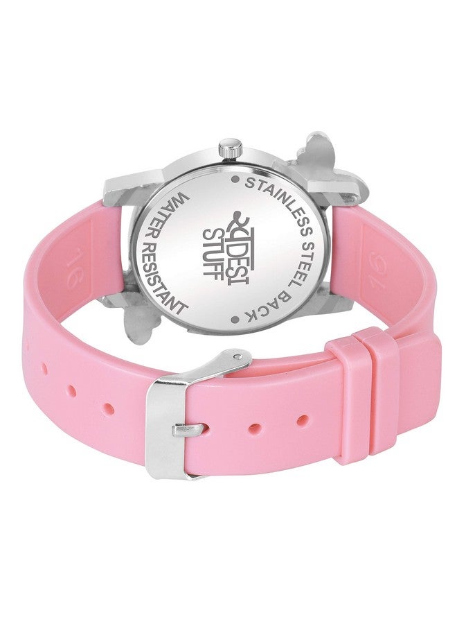 SWADESI STUFF Analog White Dial Diamond Studded Pink Butterfly Plastic Watch for Girls & Women - Image 4