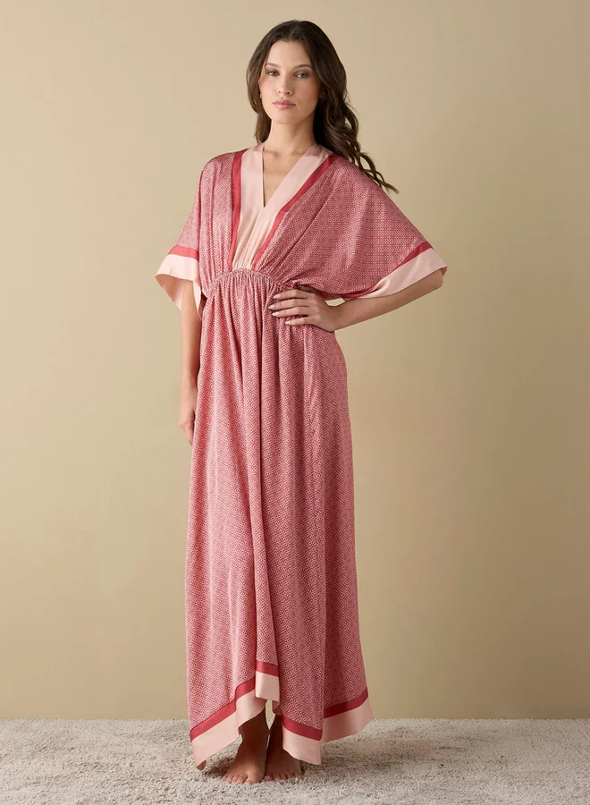 Splash FAV Floral Print Satin Kaftan Night Gown