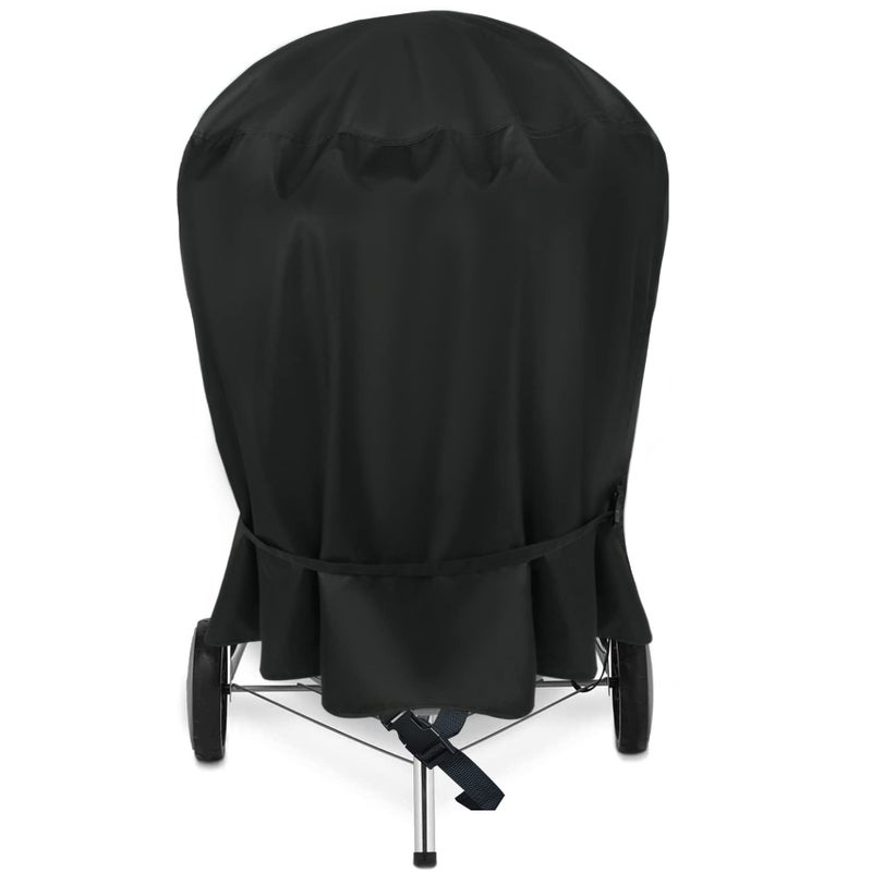 NettyPro Charcoal Kettle Grill Cover 18 inch for Weber, Heavy Duty Waterproof Outdoor Round Smoker Cover, Fade and UV Resistant Small BBQ Grill Cover, 23" W x 21" D x 35" H, Black - Image 1